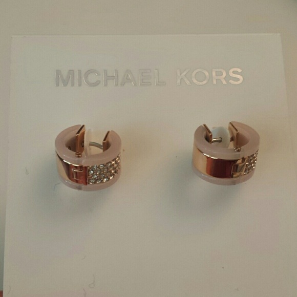 Michael Kors Jewelry - Michael Kors NWT Rose Gold Huggie Blush Earrings